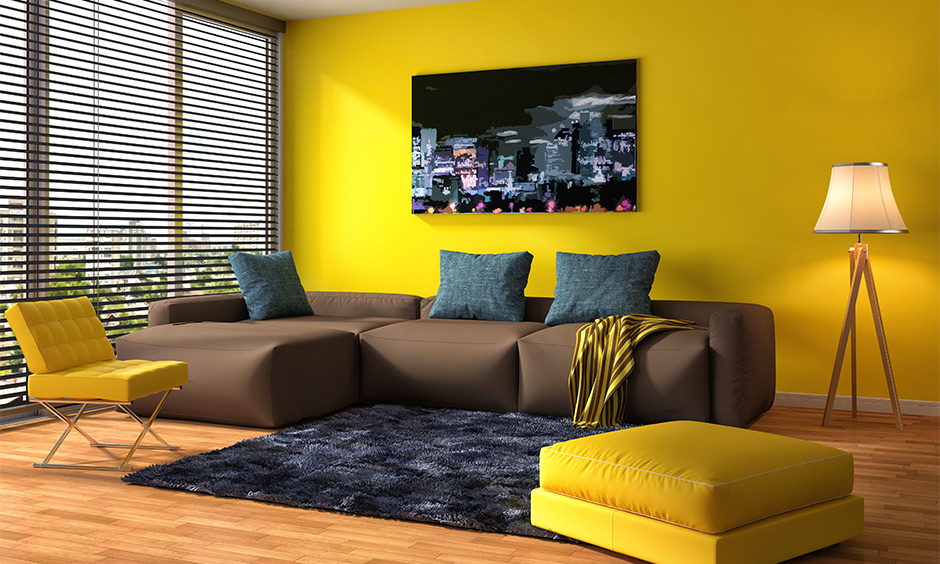 Go for an earthy color combination with light yellow wall