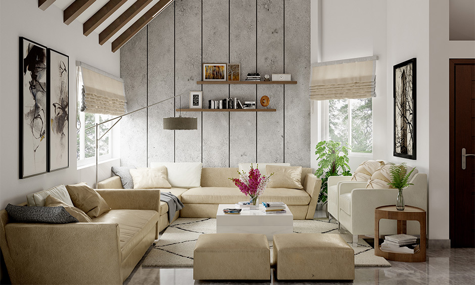 Living room couches in beige is dramatic yet simple