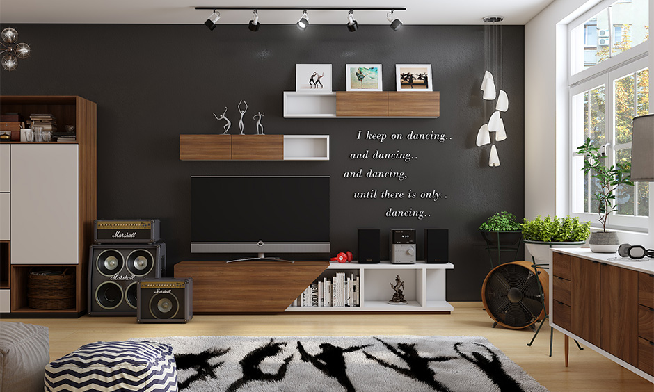 Wall stencil design for living room with quotes