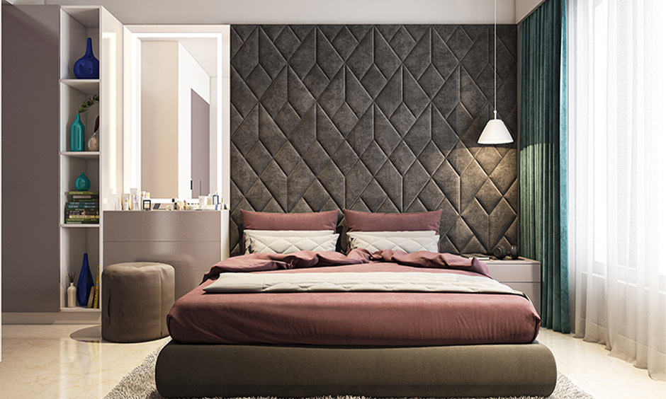 A floor to ceiling headboard defines luxurious comfort for bed decoration