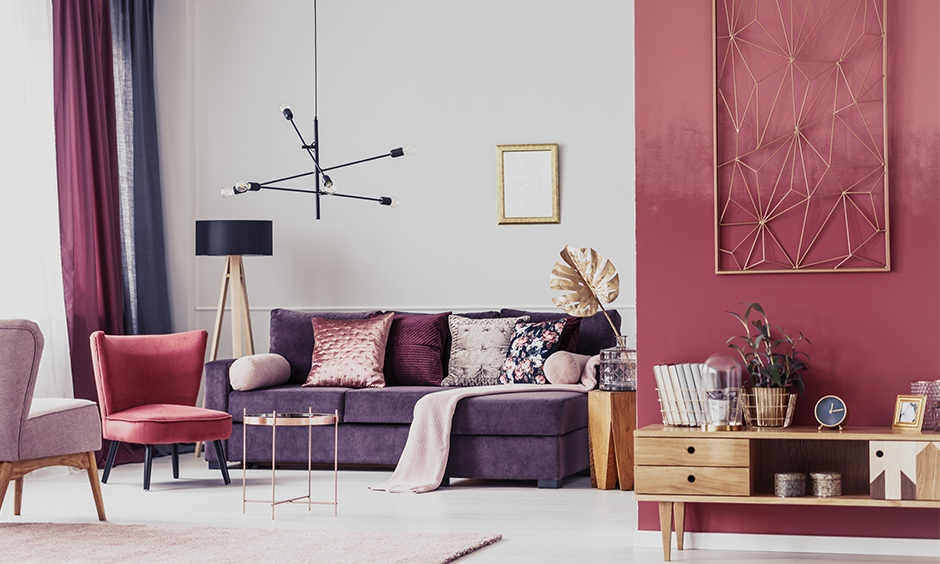 Give your living room a fun vibe with purple-hued experiments for pastel colour bedroom