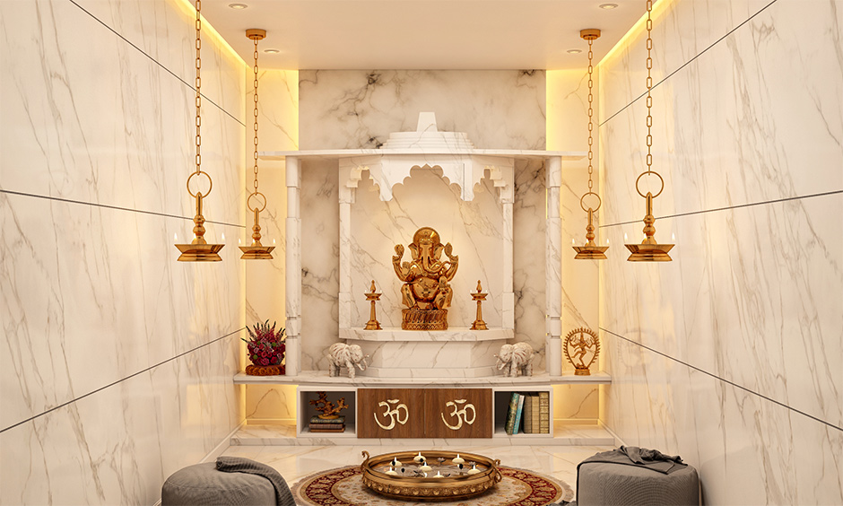 Marble lends a serene touch to your beautiful how to decorate home temple