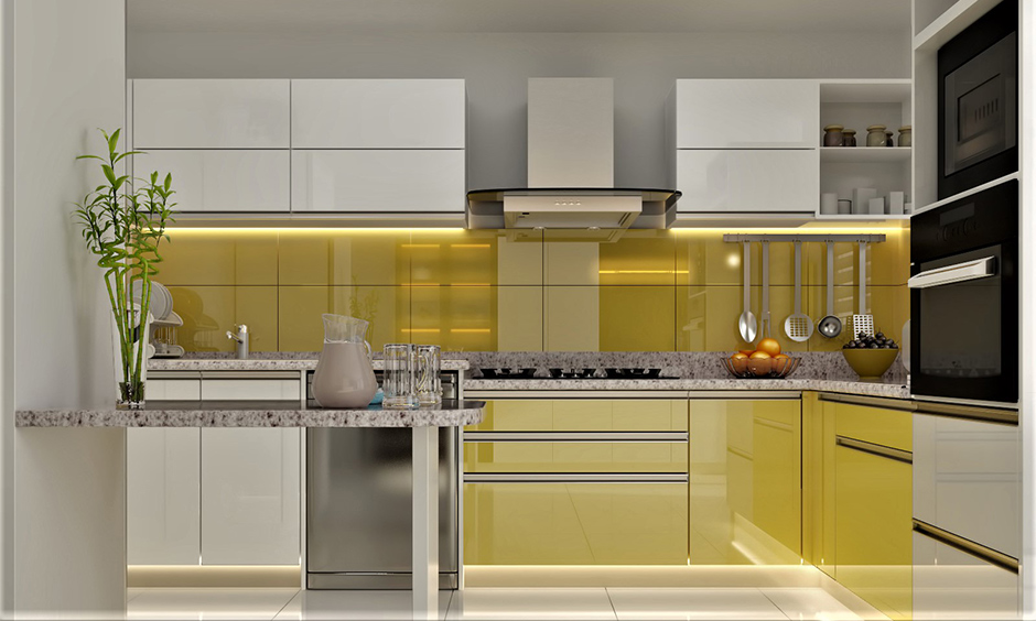 White and yellow light colour kitchen cabinet ideas will make your kitchen feel sunny