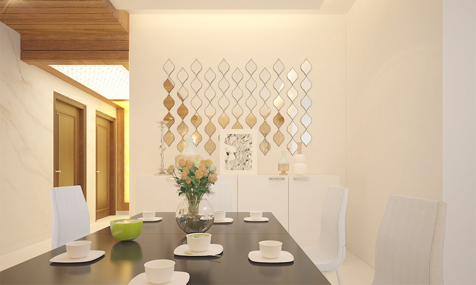 A statement-making wall small dining room mirror ideas for a simple dining room