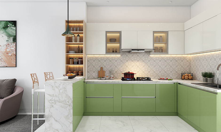 Symmetrical balance in kitchen design with handleless drawers and cabinets