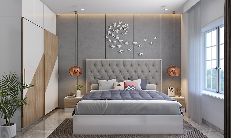 A cool bedroom with wall decor on the wall transforms the bedroom's look