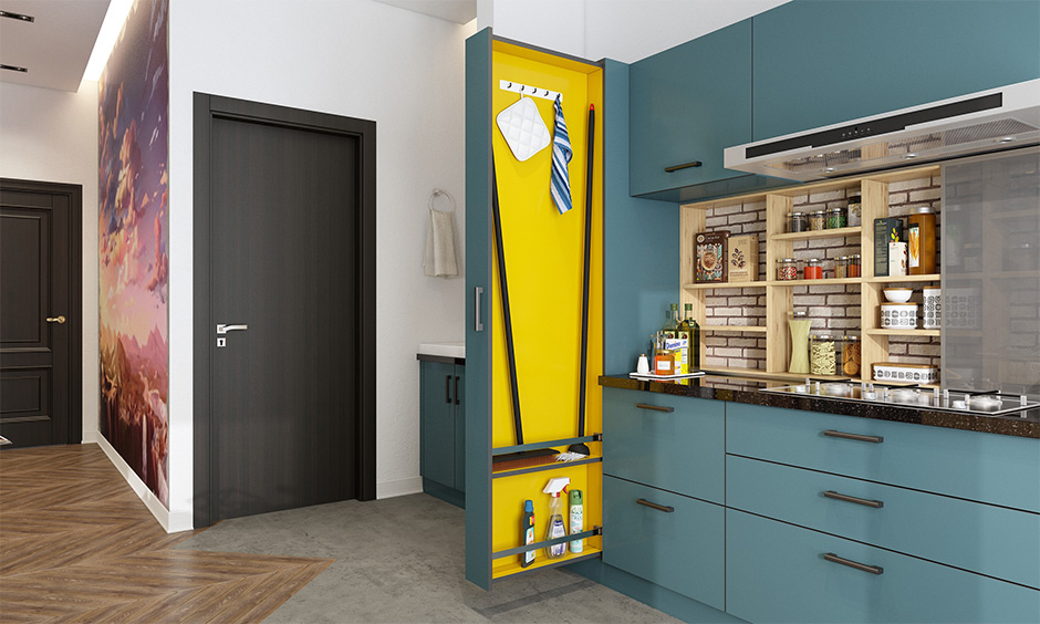 Janitor kitchen storage unit for single working parents enables clutter-free kitchen experience