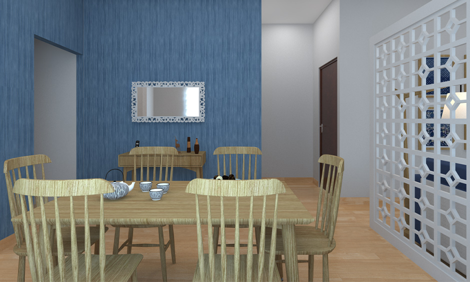 Dining room wall paint designed with brushstroke texture creates a stunning effect