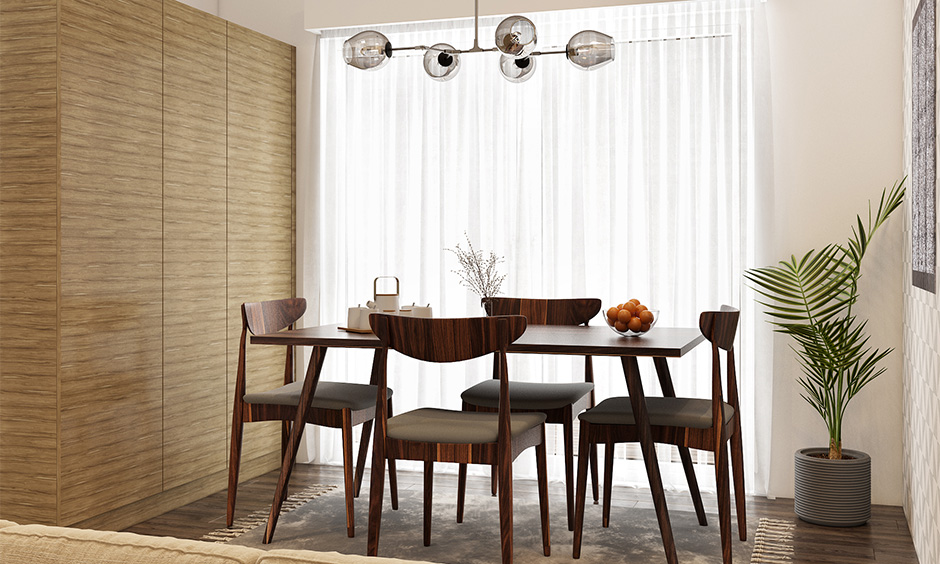 Minimalist dining room design with modern furniture