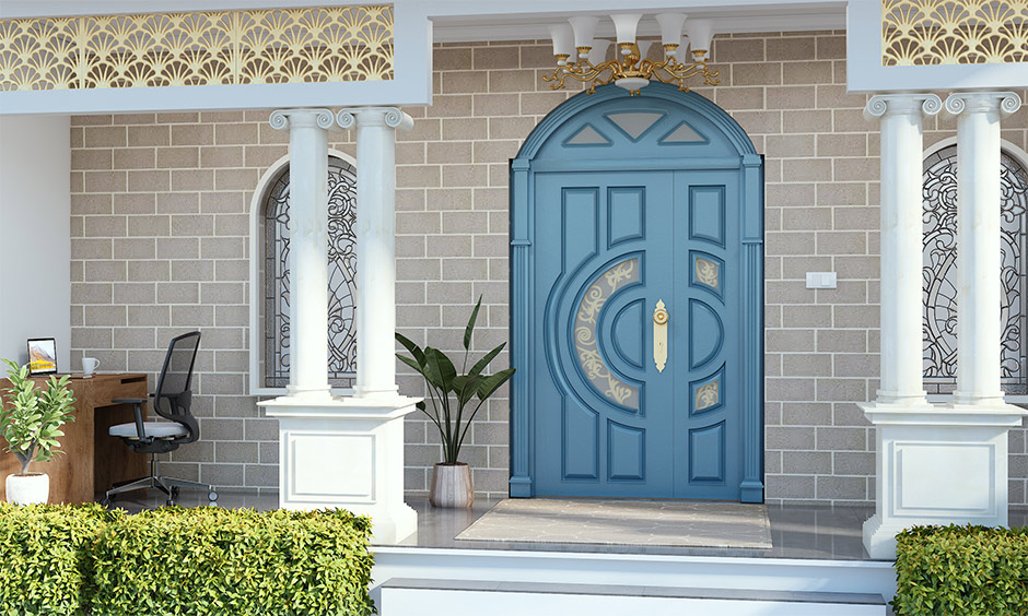 Arabic patterned brass door handles and lock set amp ups the entrance interior