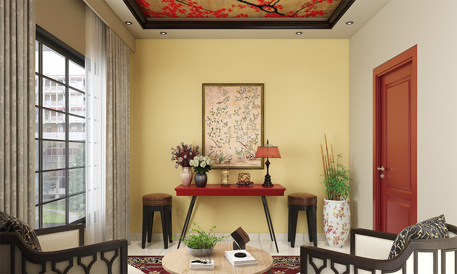 Chinese interior designed ceiling and artefacts