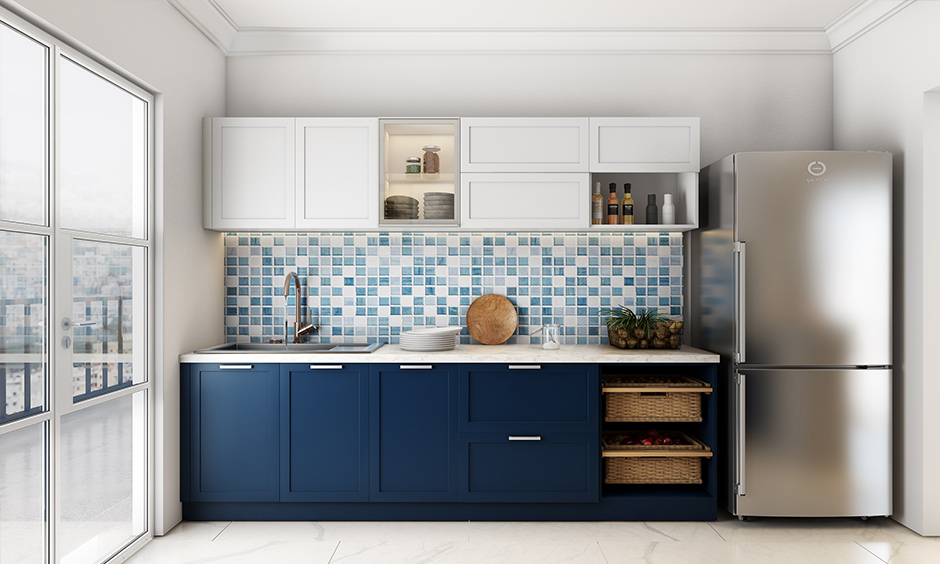 Modern navy blue kitchen cabinets