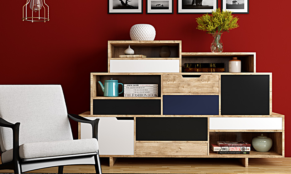 Mid-century wooden lounge chair in living room is the epitome of simplicity and chicness