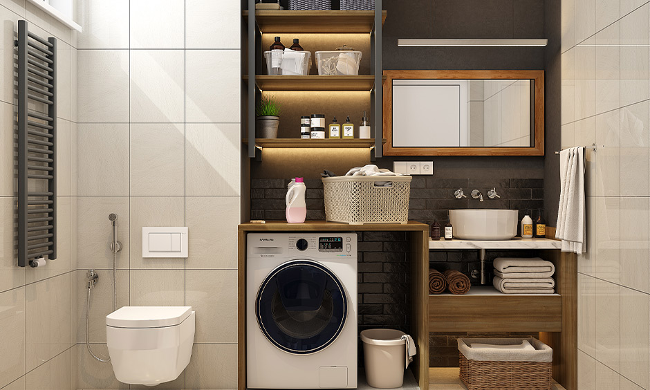 Tabletop wash basin with cabinets