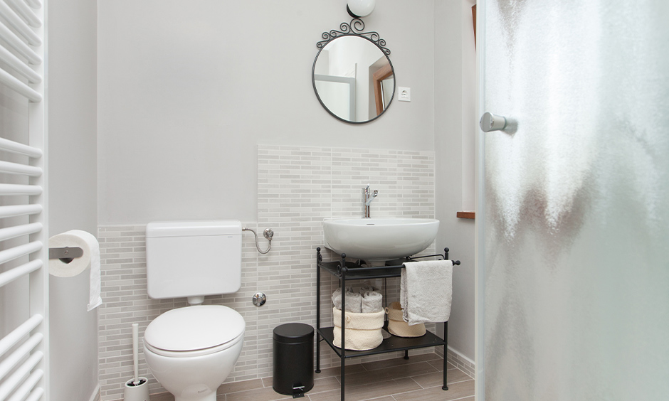 Wash Basin With A Metal Cabinet