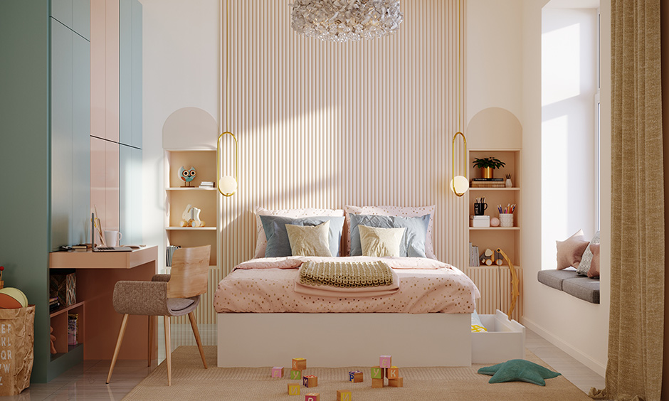 Trendy interior color in Pune for bedrooms with pastels