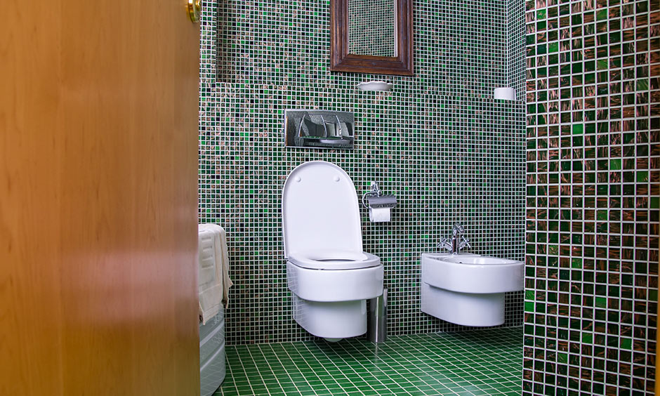 Vintage bathroom ideas with green tiles