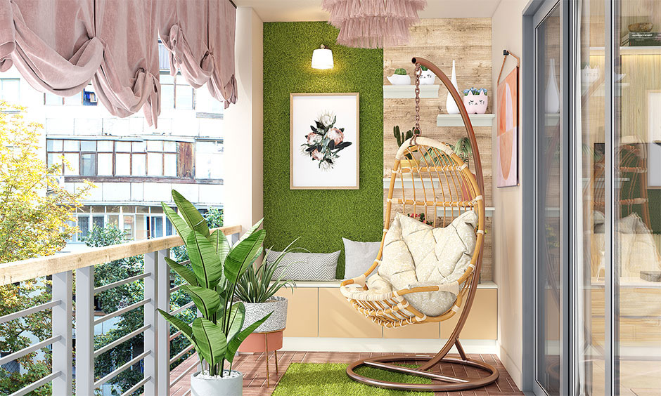 Biophilic hanging swing chair 