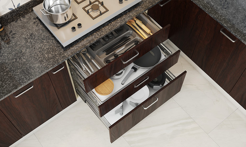 Efficient and organized qarpentri modular kitchens with a hob unit