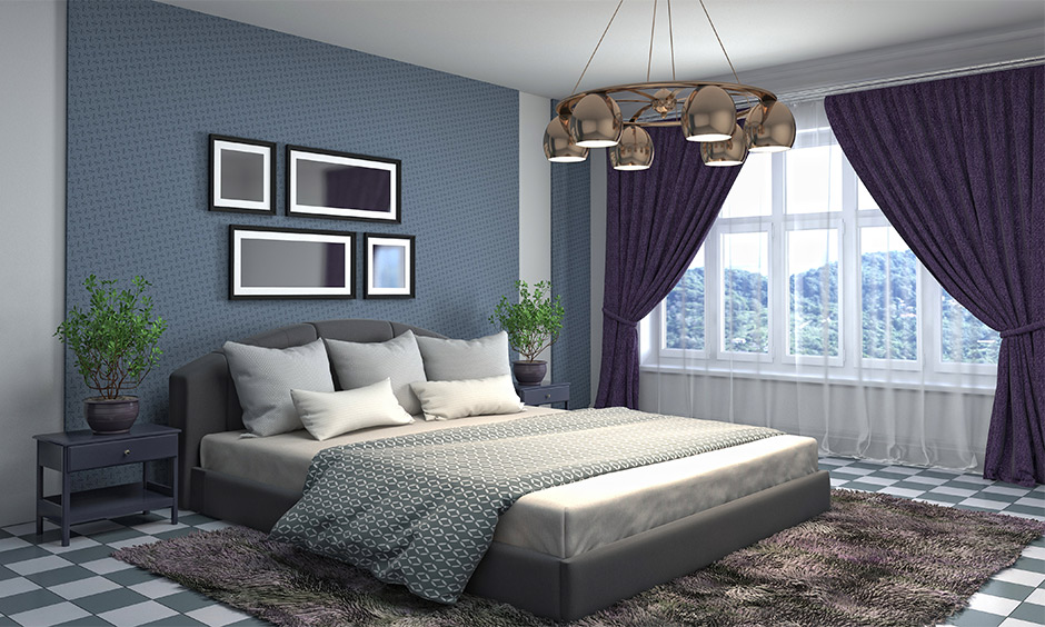 Decorate rented room with dark curtains to add personality to your windows