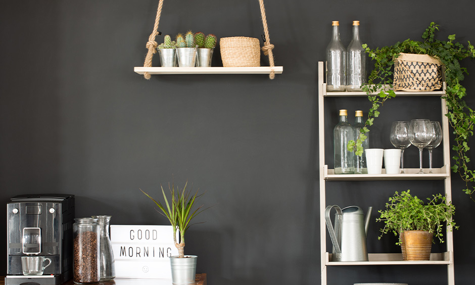 Ladder shelf is airy