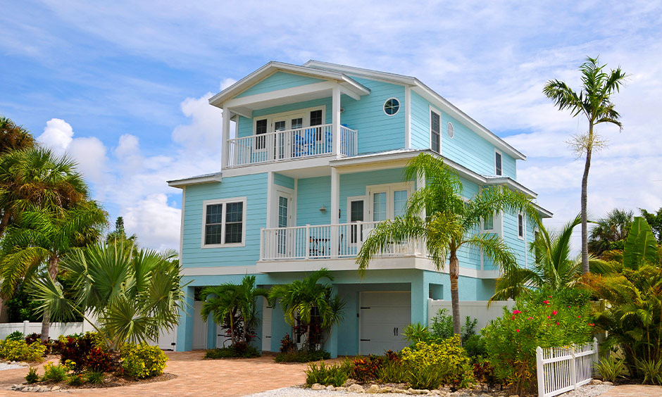 Turquoise Blue & White as colour Combination For House Exterior 